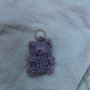 Purple Crochet Bear Keychain